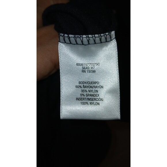 Vintage Sears Black Long-Sleeve Y2K Dress Sz XL Stretch Lace Knee-Length - Picture 8 of 9